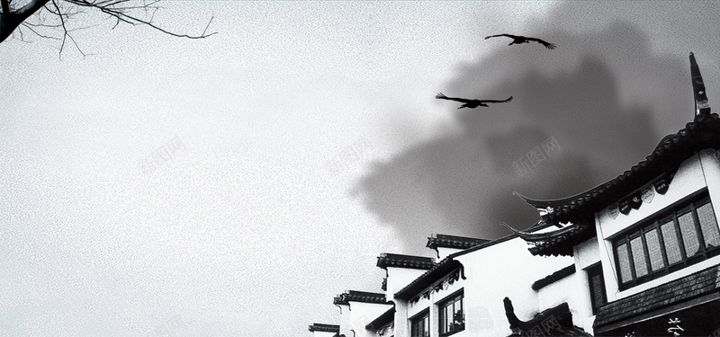 中国风水墨古建筑文化背景psd设计背景_88icon https://88icon.com 中国风 中国风水墨 古建筑 古文化元素 古色古香 建筑 文化背景 水墨风格 海报banner 角楼