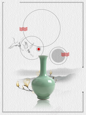复古中国风简约陶瓷艺术海报背景背景