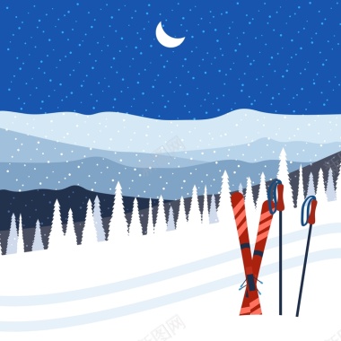 冬季滑雪场海报背景矢量图背景
