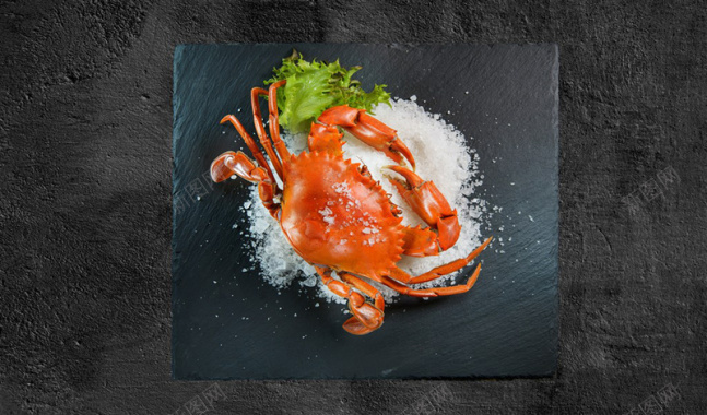 餐盘上的螃蟹美食背景摄影图片