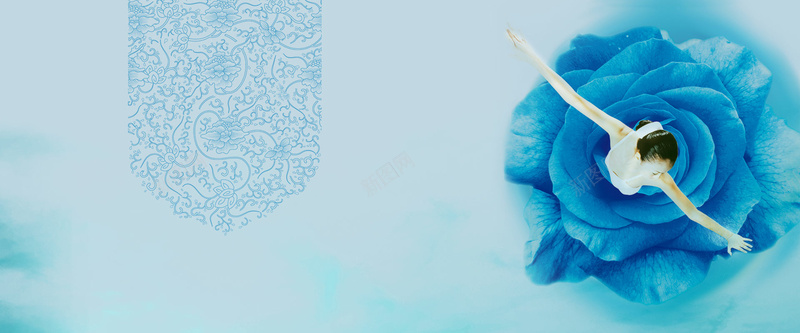 女性芭蕾舞柔美蓝色清新背景psd设计背景_88icon https://88icon.com 女性 女性医疗 女装 柔美 海报banner 清新 玫瑰裙 背景 芭蕾舞 蓝色