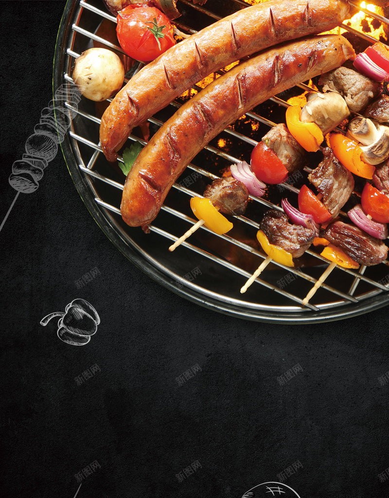 黑色质感激情烧烤PSD分层H5背景psd设计背景_88icon https://88icon.com H5 PSD分层 手绘 激情 烤肉 烤肠 烧烤 背景素材 蘑菇 质感 黑色