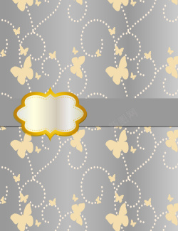装饰旧版银色蝴蝶质感花纹标签封面背景矢量图高清图片