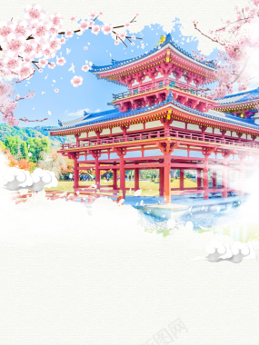 唯美樱花日本之旅旅游海报背景背景