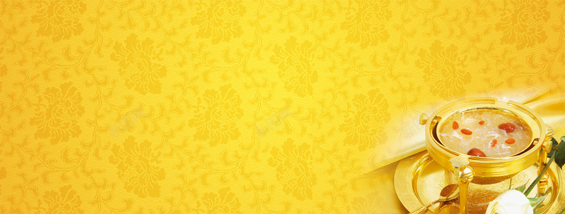 黄色花纹养生背景背景