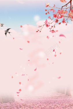 粉色唯美春季上新桃花春天背景背景