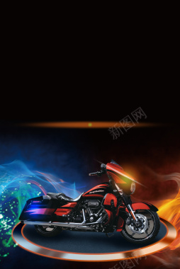 酷炫火焰摩托车展示宣传单海报背景背景