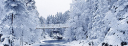 雪景桥冰雪森林洁白的世界高清图片