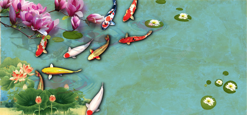 荷塘荷花荷叶鱼文艺淘宝海报背景psd设计背景_88icon https://88icon.com 中国风 天猫 小清新 文艺 新春 海报 淘宝 电商 背景 花朵 荷叶 荷塘 荷塘月色 荷花 锦鲤 鱼