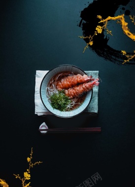 日式俯视美食海报背景模板背景