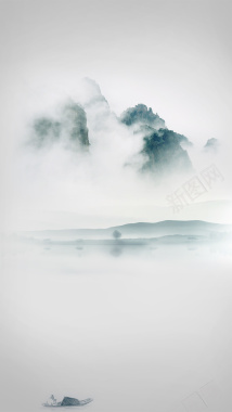 大气水墨灰色中国风H5背景背景
