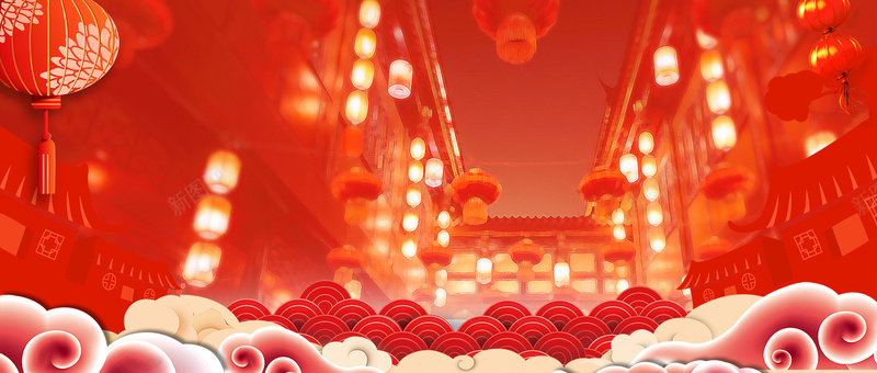 新年年货节灯笼红色背景背景