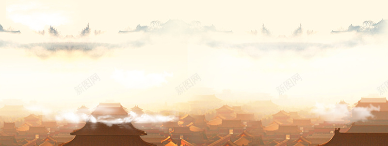 云层高端中国风泛黄海报banner背景背景