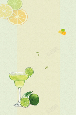 柠檬果汁饮料夏日手绘柠檬果汁饮料小清新背景高清图片