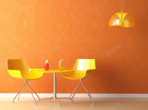 餐桌橙色海报背景背景