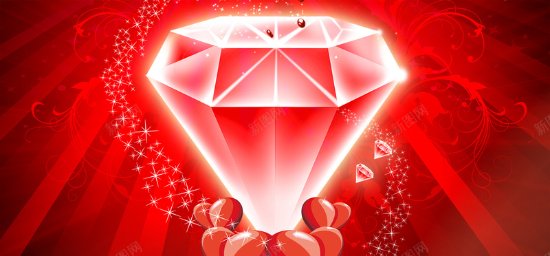 珠宝奢华红色淘宝海报背景背景
