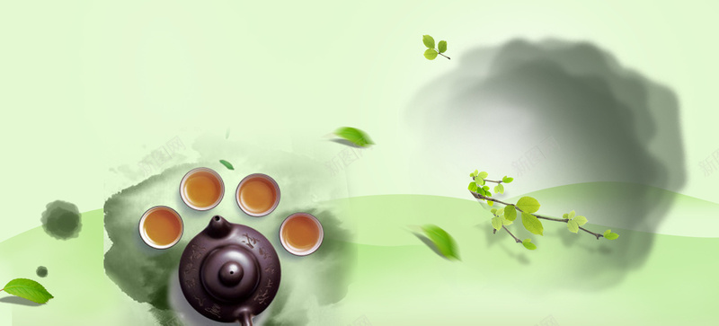 春季养生茶道中国风清新海报背景背景