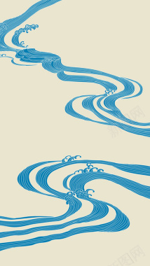 河流插画壁纸背景中国风简介h5背景背景