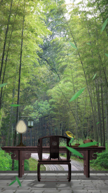 竹林大自然木质家具背景背景