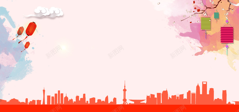 狗年迎新晚会海报psd设计背景_88icon https://88icon.com 2018年海报 喜庆 建筑物剪影 新年 新年海报 新春 新春晚会 春节 晚会 灯笼 狗年海报