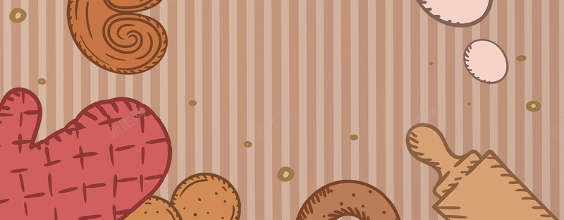 西式甜点面包几何棕色banner背景