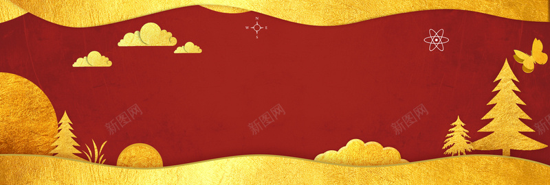 新年快乐传统烫金红色背景背景