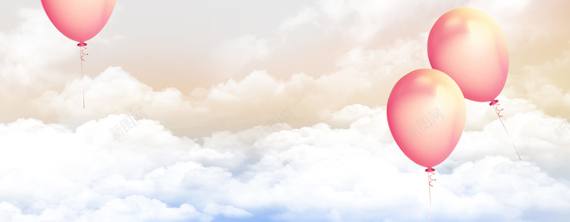 浪漫暖色天空云层气球女装背景背景
