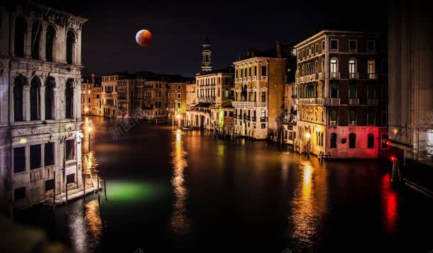 威尼斯水景夜景国外背景