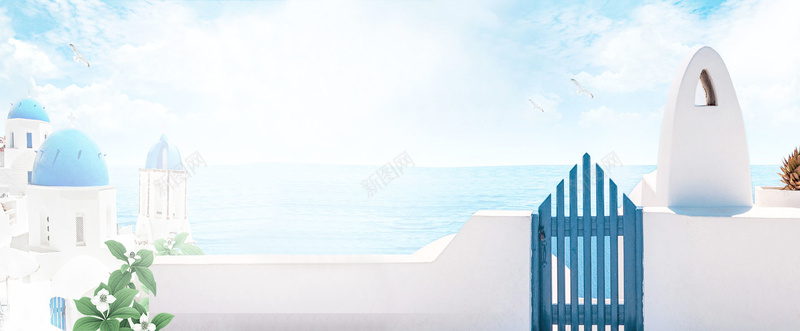 海边建筑背景摄影图片
