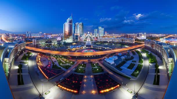 现代都市环形路夜景背景