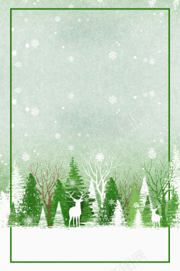 圣诞节绿色卡通促销雪花背景背景