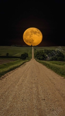 道路尽头的月亮嫦娥奔月H5背景摄影图片