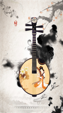 复古风中国乐器古筝海报背景图背景