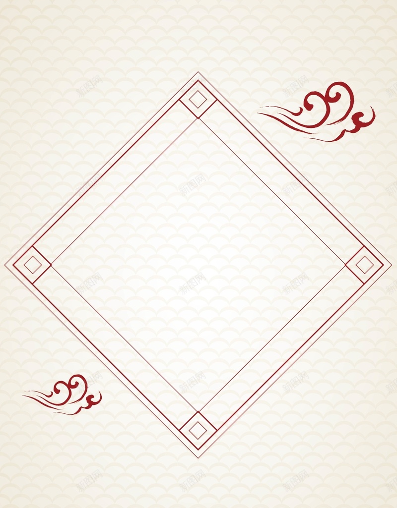 矢量古风祥云手绘菱形边框背景jpg设计背景_88icon https://88icon.com 中国风 古典 古风 手绘 海报 淡金色 矢量 祥云 背景 菱形边框 质感