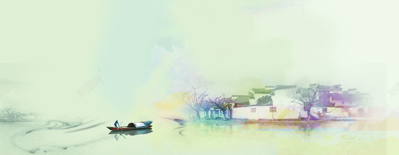 烟雨江南手绘清新中国风海报背景psd设计背景_88icon https://88icon.com 中国风 地产 城市 建筑 意境 房子 手绘 江南小镇 河流 清新 渔夫 渲染 烟雨江南 船只 蓑衣