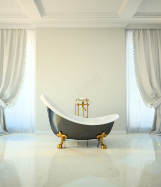欧式时尚浴室浴缸背景背景