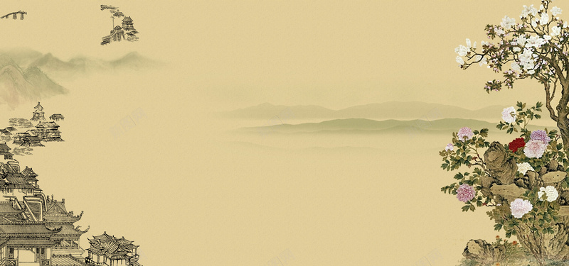 中国风水墨牡丹背景背景