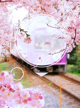 日本樱花节旅游宣传海报背景模板背景