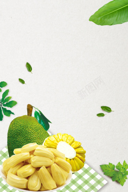 菠萝蜜白色清新超市水果促销海报背景