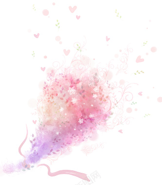 手绘喷绘粉红色捧花印刷背景背景