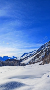 冬季雪景H5背景摄影图片