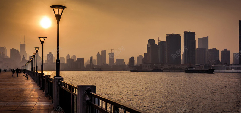 城市江景淘宝海报背景banner背景