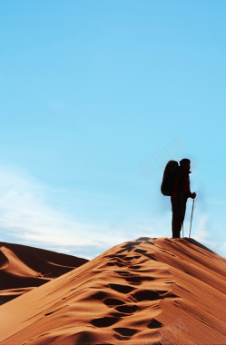 沙漠徒步旅游海报背景背景