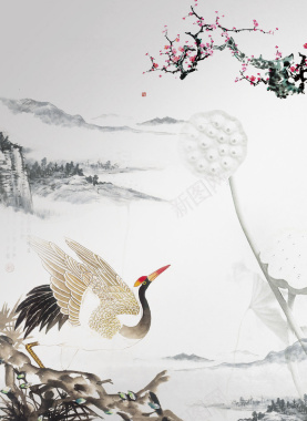 中国风古韵水墨画平面广告背景