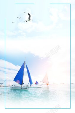 航行的大帆船背景海报背景