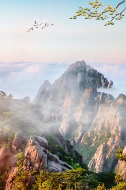 美丽雾凇中国风黄山云海旅游高清图片
