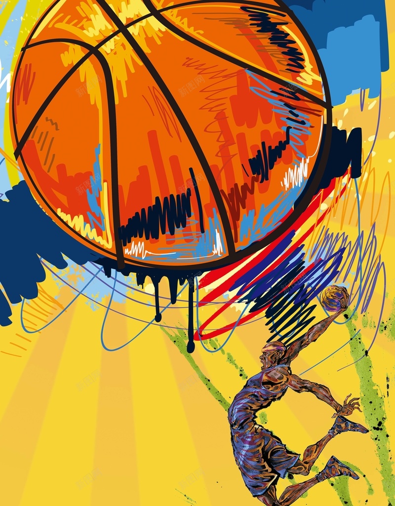篮球赛篮球社团招新卡通水彩水墨海报psd设计背景_88icon https://88icon.com 卡通 大学社团 招新 水墨 水彩 海报 篮球社团 篮球赛