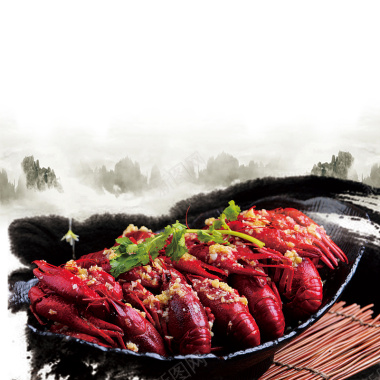 中国风麻辣小龙虾餐厅海报背景背景