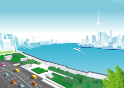 城市交通道路卡通城市交通道路平面广告高清图片