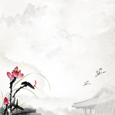 中国风手绘水墨清新茶叶主图背景